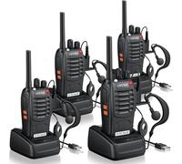 eSynic 4PCS Walkie Talkies de Larga Distancia con Auriculares Walkie-Talkie Profesional 16 Canales 1500mAh con Cargador USB Soporta VOX para Sobrevivir en el Campo Ciclisimo
