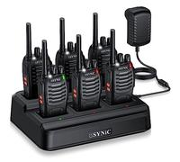 eSynic 6Pcs Walkie Talkies de Larga Distancia con Auriculares Walkie-Talkie Profesional 16 Canales 1500mAh con Cargador USB Soporta VOX para Sobrevivir en el Campo Ciclisimo