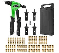 eSynic 8 "Remachadora de Tuercas, Pistola de Remachadora Manual con 100pcs de M3 M4 M5 M6 Tuercas de Remache y Un Estuche Resistente Herramienta Robusta y Ergonómica para Trabajos de Reparación