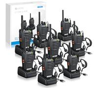 eSynic 8PCS Walkie Talkies de Larga Distancia con Auriculares Walkie-Talkie Profesional 16 Canales 1500mAh con Cargador USB Soporta VOX para Sobrevivir en el Campo Ciclisimo