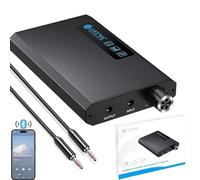 eSynic Amplificador HiFi para Auriculares con Receptor Bluetooth 5.1, Impedancia 16-300Ω, 2 Niveles de Ganancia, Batería Recargable de 1500mAh con Cable USB-C y Cable de Audio para MP3 Smartphone