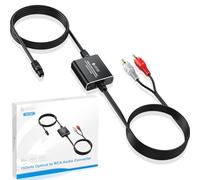 eSynic Convertidor óptico a RCA de 192 KHZ digital a analógico, adaptador portátil de audio óptico de 2,1 m a cable RCA de aleación de aluminio, convertidor DAC para HDTV Blue-ray PS4, etc