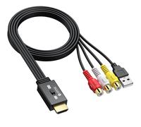 eSynic Convertidor RCA a HDMI 1080P, Adaptador AV a HDMI con Cable Integrado 60 cm & Selector 4:3/16:9, para Wii/PS1/PS2/N64/Xbox, (Puerto RCA Hembra)