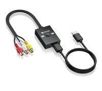 eSynic Convertidor RCA a HDMI 1080P Adaptador AV a Video Compuesto CVBS con Switch 16:9/4:3 y Cable HDMI 50 cm Compatible Wii PS1 PS2 N64 DVD VHS VCR Xbox