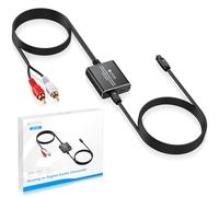 eSynic Convertidor RCA a Óptico, Audio Analógico a Digital Con Carcasa de Aleación de Aluminio, Toslink SPDIF Con Cable Macho Para Tocadiscos CD DVD a Barra de Sonido