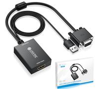 eSynic Convertidor VGA a HDMI con Audio USB Adaptador Cable VGA to HDMI 1080P con Cable VGA de 30 cm y Cable USB de 1 M, Conector Chapado en Oro PC Laptop Proyector