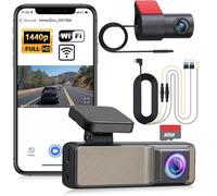 eSynic Dash CAM Wi-Fi, Cámara de Coche Delantera y Trasera 1440P con App,Gran Angular de 160°, Sensor G, Grabación en Bucle, Monitor de Aparcamiento 24H,Tarjeta 32GB