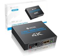 eSynic HDMI Splitter 4K/30HZ Splitter HDMI 1 Entrada 2 Salida, HDMI 1.4 Hdcp Bypass Splitter Compatible con 4K y Full HD para HDTV,PS4, Reproductor de BLU-Ray, Computadora portátil,etc