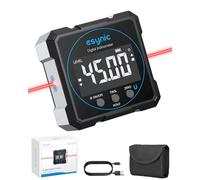 eSynic Inclinometro Digital 4x90° con Láser, Caja de Nivel Digital Magnético Recargable IP54 con 2 Unidades de °/%, Función de Retención de Datos para Carpintería y Construcción
