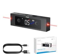 eSynic Inclinometro Digital 4x90° Nivel Digital con Base Magnética, Buscador de Ángulos Recargable Tipo-C con Doble LCD para Carpintero, Aleación de Aluminio Transportador de 3 Unidades °/% / MM/M