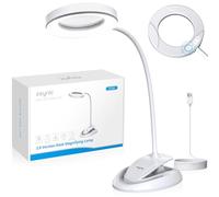 eSynic Lupa de lectura LED con luz 5X/10X lupa de cuello de cisne USB Magnifier lamp lámpara de aumento con 40 LED 5 modos de color 10 regulables mesa mesa abrazadera lámpara lupa para personas