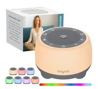 eSynic Maquina Ruido Blanco Bebe y Adulto 38 Sonidos Relajantes White Noise Cuenco Tibetano Meditacion Luz Nocturna Infantil 7 Colores Regulable Altavoz Recargable 2000mAh Temporizador Memoria