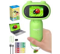 eSynic Microscopio Digital para Niños con Pantalla HD 2.0"-Microscopio Portátil con Aumento 500-1000X Mini Microscopio con 8 Luces LED Cámara 2MP Incluye 32GB y 12 Portaobjetos para Aprender y Ciencia