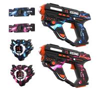 et de Laser Tag Recargable con 2 Pistolas y Chalecos, Juego de Combate Infrarrojo con Sistema de Objetivo LED, Regalo de Cumpleaños y Navidad para Adultos Niños, Juego de Actividad Familiar