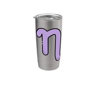 Eta minúscula - Séptima letra del alfabeto griego Vaso térmico de acero inoxidable de doble pared