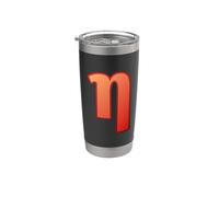 Eta minúscula - Séptima letra del alfabeto griego Vaso térmico de acero inoxidable de doble pared