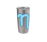 Eta minúscula - Séptima letra del alfabeto griego Vaso térmico de acero inoxidable de doble pared