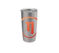 Eta minúscula - Séptima letra del alfabeto griego Vaso térmico de acero inoxidable de doble pared
