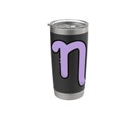 Eta minúscula - Séptima letra del alfabeto griego Vaso térmico de acero inoxidable de doble pared