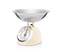 ETA STORIO - Báscula de cocina analógica (cuenco de acero inoxidable, 2 l, máx. 5 kg), color beige