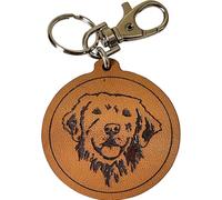 Etabeta Artigiano Toscano - Llavero de perro grabado de cuero auténtico, hecho a mano en Italia, marrón, Talla única