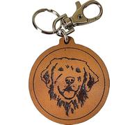 Etabeta Artigiano Toscano Llavero de perro grabado de cuero auténtico Made in Italy, Golden Retriever, Std