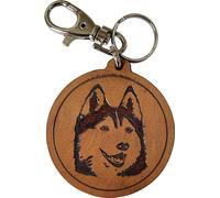 Etabeta Artigiano Toscano Llavero de perro grabado de cuero auténtico Made in Italy, Husky, Std
