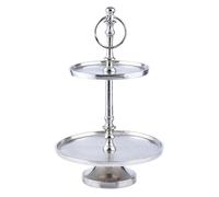 Etagere De 2 Niveles Servidor De Aluminio Annika Redonda 34cm