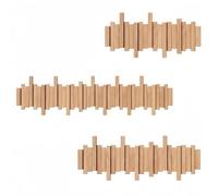 Étagère murale de Rangement, armoire, Porte-Manteau en Bois massif, Motif Touches de Piano, Lot de 3 (6+8+12 crochets), crochets décoratifs pour entrée, Chambre ou Salon, Couleur naturelle