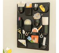 Étagère murale de Rangement Avec Porte-stylo intégré en ABS, plusieurs compartiments, décoration élégante pour entrée ou Bureau à Domicile (Noir)