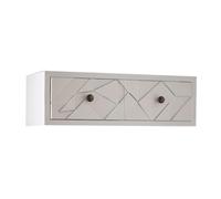 Étagère murale flottante Rustique en Bois massif Avec tiroirs, idéale pour Exposer et Ranger VOS objets Dans le Salon ou la Chambre, Blanche, 60 x 24 x 19 cm