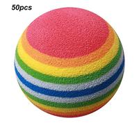 ETAINGYEUN 50pcs EVA Desgaste Ligero Práctica Resistente a la práctica Cubierta Bolas de Espuma de Golf Colorido Entretenimiento de Juguetes para Mascotas (Bola de Rayas de Arco Iris/6 Color)