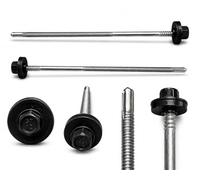 ETANCO GTR 12 SP A19 5,5/6,3 x 140 mm Tornillo de doble rosca autoperforante para paneles sándwich sobre acero RAL 9005, negro profundo, arandela de sellado EPDM ETA CE SW8, 100 unidades