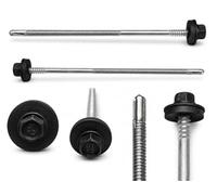ETANCO GTR 12 SP A19 5,5/6,3 x 230 mm Tornillo de doble rosca autoperforante para paneles sándwich sobre acero RAL 9005, negro profundo, arandela de sellado EPDM ETA CE SW8, 100 unidades