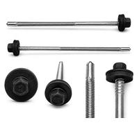 ETANCO GTR 12 SP A19 5,5/6,3 x 70 mm Tornillo de doble rosca autoperforante para paneles sándwich sobre acero RAL 9005 negro profundo EPDM arandela ETA CE SW8 100 unidades