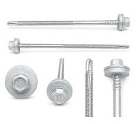 ETANCO GTR 12 SP A19 - Tornillo de doble rosca autoperforante para paneles sándwich sobre acero galvanizado EPDM Arandela ETA CE SW8 100 unidades (5,5/6,3 x 200 mm)