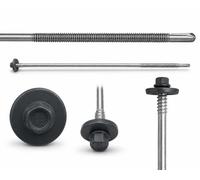 ETANCO GTR 12 SP A19 Tornillo de doble rosca autoperforante para paneles sándwich sobre acero RAL 7016 antracita EPDM arandela ETA CE SW8, 100 unidades (5,5/6,3 x 200 mm)
