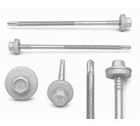 ETANCO GTR 12 SP A19 - Tornillo de doble rosca autoperforante para paneles sándwich sobre acero RAL 9006, arandela de sellado EPDM de aluminio blanco ETA CE SW8 (5,5/6,3 x 130 mm)
