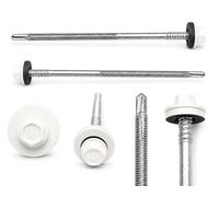 ETANCO GTR 12 SP A19 - Tornillo de doble rosca autoperforante para paneles sándwich sobre acero RAL 9010, blanco puro, arandela de sellado EPDM ETA CE SW8 (5,5/6,3 x 185 mm)