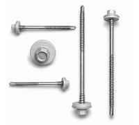 ETANCO GTR 6 SP A19 Tornillo de doble rosca autoperforante para paneles sándwich sobre acero con arandela de sellado EPDM ETA CE SW8 RAL 9006, aluminio blanco, 100 unidades (5,5/6,3-250 mm)