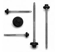 ETANCO GTR 6 SP A19 Tornillo de doble rosca autoperforante para paneles sándwich sobre acero con arandela de sellado EPDM ETA CE SW8 RAL 9005, negro intenso, 100 unidades (5,5/6,3-110 mm)