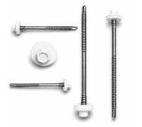 ETANCO GTR 6 SP A19 Tornillo de doble rosca autoperforante para paneles sándwich sobre acero con arandela de sellado EPDM ETA CE SW8 RAL 9010, blanco puro, 100 unidades (5,5/6,3-250 mm)