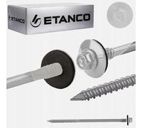 Etanco Tornillos para paneles sándwich para madera y hormigón, galvanizados, RAL 9010, blanco puro, 6,4 x 160 mm, con arandela de sellado de cabeza hexagonal homologada ETA