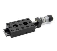 Etapa lineal manual, mesa de desplazamiento de precisión con micrómetro, carrera de 25 mm, agujero de tornillo M6 para microscopía y experimentos ópticos