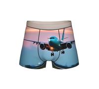 ETASUIOL Airplane In The Evening Lights - Ropa interior cómoda para hombre, calzoncillos tipo bóxer para hombre, ropa interior para hombre, Negro, L