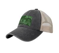 ETASUIOL Bonita gorra de béisbol de malla con estampado de hojas de palma verde, accesorios perfectos para actividades al aire libre, Negro, Talla única