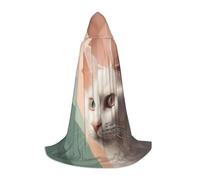 ETASUIOL Capa con capucha con estampado de gato para Halloween, disfraz de mago vampiro de la parca, estilo renacentista, Negro, M