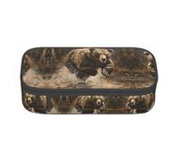 ETASUIOL Estuche especial Bear Running Print, gran capacidad, puede contener bolígrafos, lápices y accesorios pequeños, Black, Talla única, Neceser de maquillaje