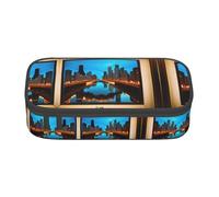ETASUIOL Estuche especial Chicago Reflected Print, gran capacidad, puede contener bolígrafos, lápices y accesorios pequeños, Black, Talla única, Neceser de maquillaje