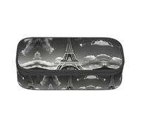 ETASUIOL Estuche especial con diseño de la Torre Eiffel y la nube de París, gran capacidad, puede contener bolígrafos, lápices y accesorios pequeños, Black, Talla única, Neceser de maquillaje
